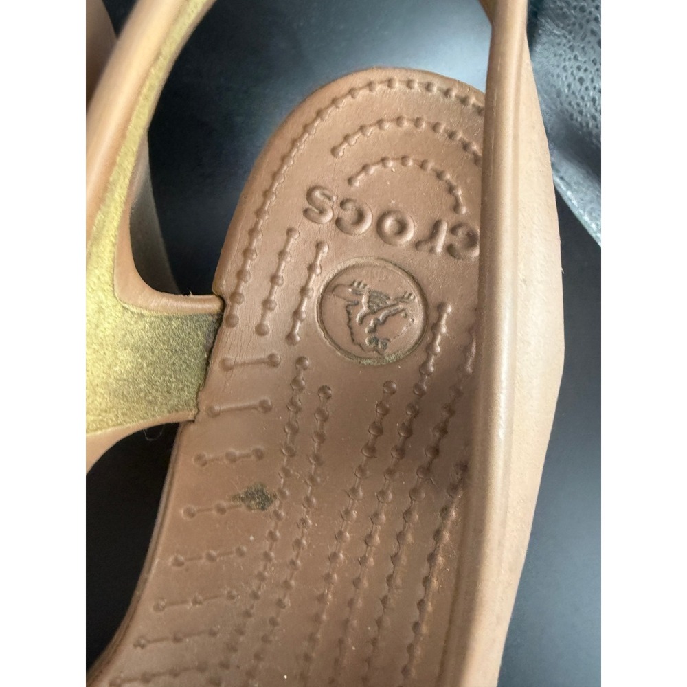 Crocs Women's Slingback Wedge Sandals Tan Size 8 M - Picture 2 of 5